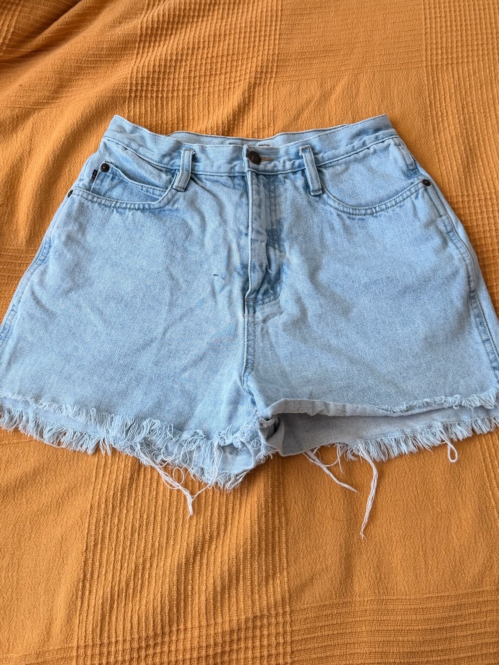 Columbia Vintage High Rise Frayed Hem Denim Shorts